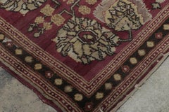 Oversized Antique Agra Rug in Red and Gold with Floral Pattern - Rug & Kilim