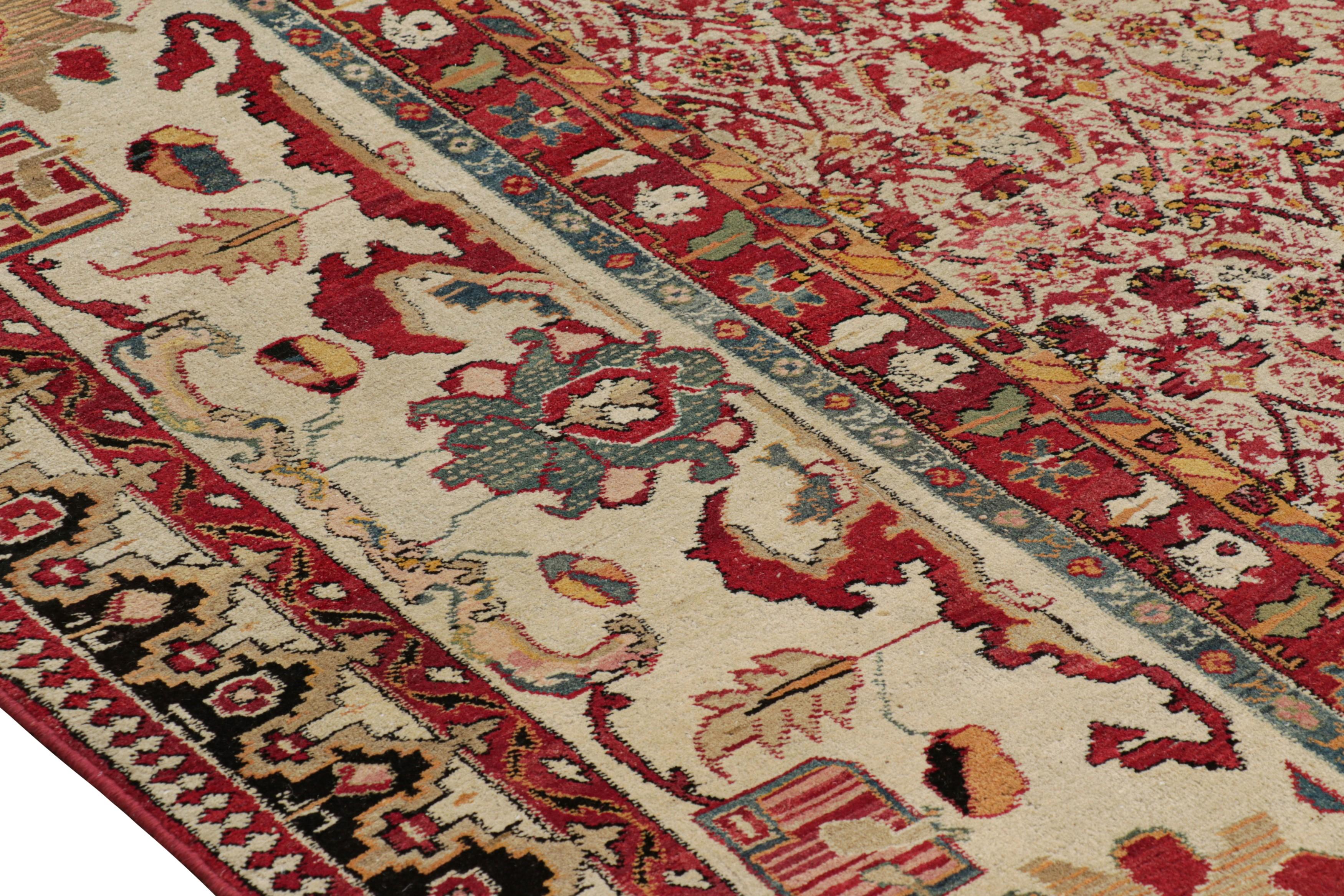 Alfombra antigua Agra de gran tamaño en rojo con motivos florales - Rug & Kilim Fines del siglo XIX en venta
