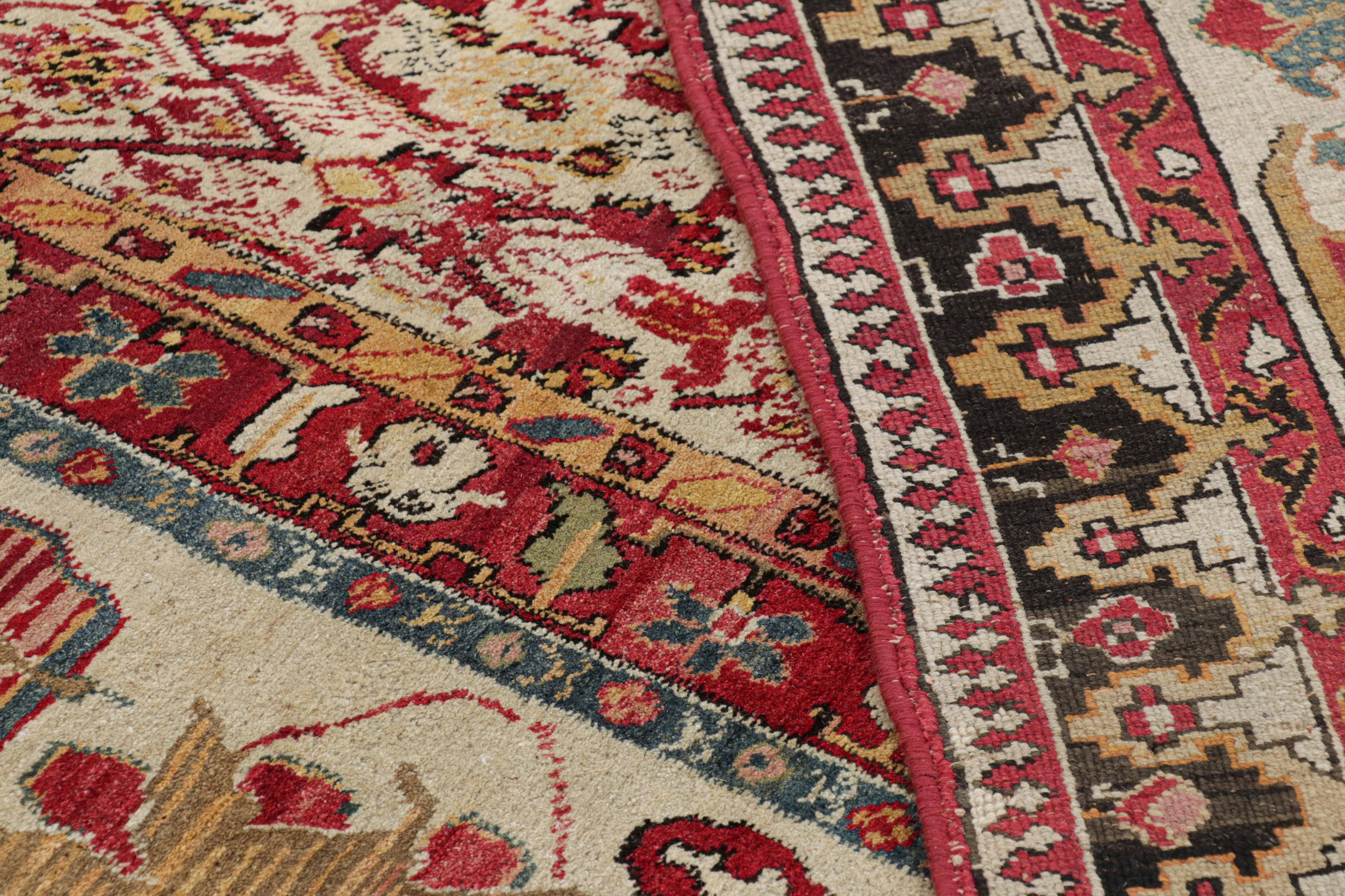 Alfombra antigua Agra de gran tamaño en rojo con motivos florales - Rug & Kilim en venta 1
