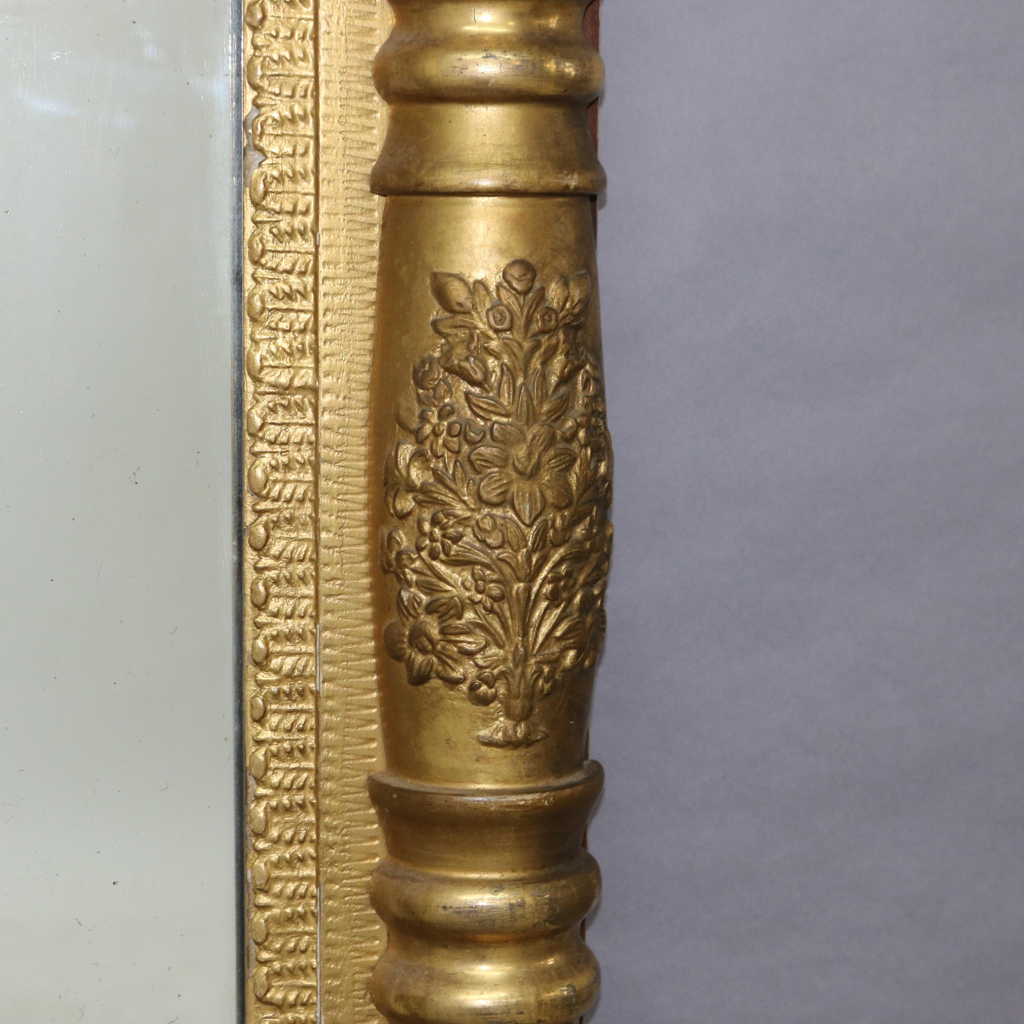 Oversized Antique American Empire First Finish Giltwood Wall Mirror C1840 2