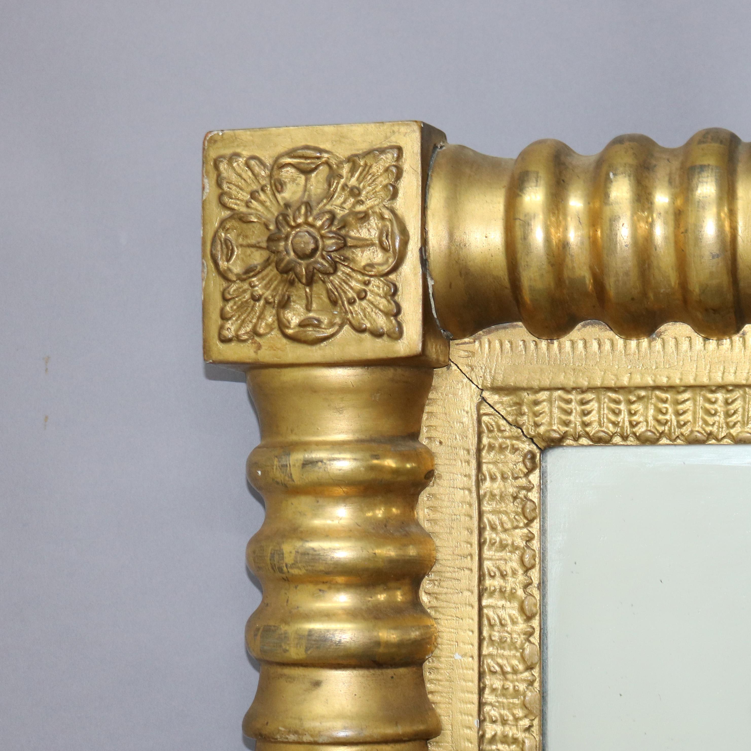 Oversized Antique American Empire First Finish Giltwood Wall Mirror C1840 5