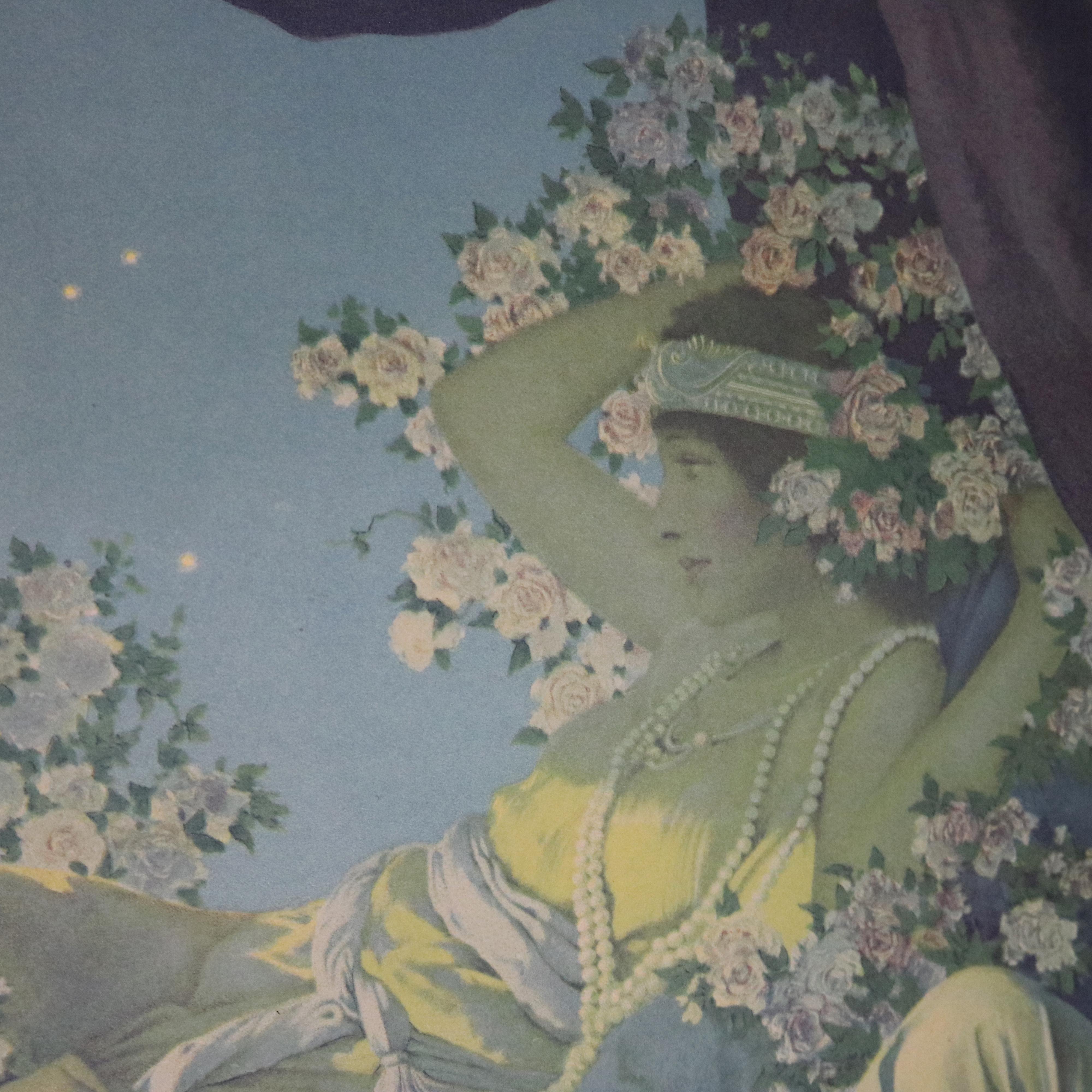 Oversized Antique Art Deco Maxfield Parrish Cleopatra Print, Framed, circa 1920 In Good Condition In Big Flats, NY