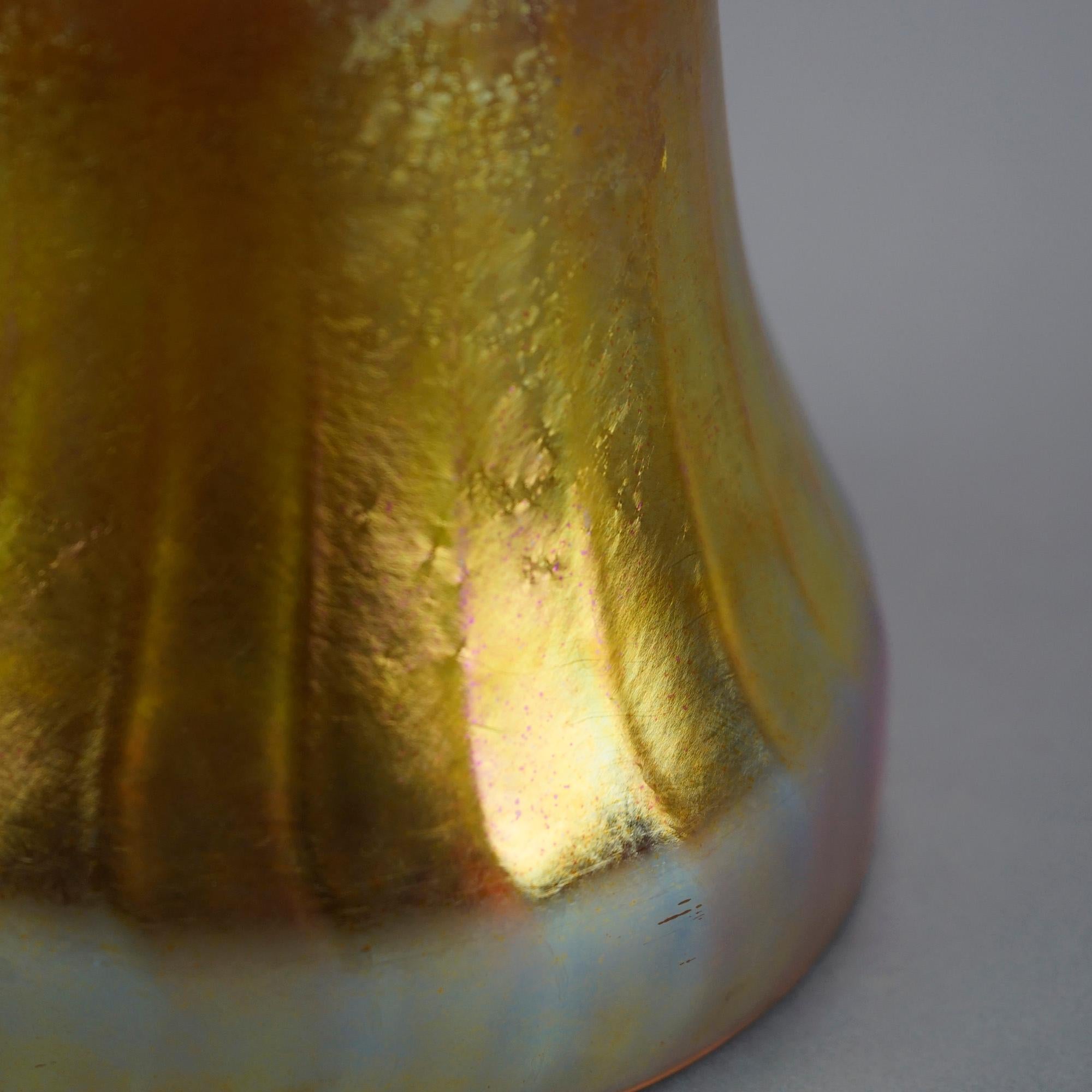 Oversized Antique Arts & Crafts Steuben Art Glass Aurene Light Shade, c1920 1