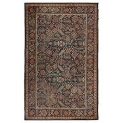 Übergroßer antiker Axminster-Teppich in Blau mit geometrischem Muster, von Rug & Kilim