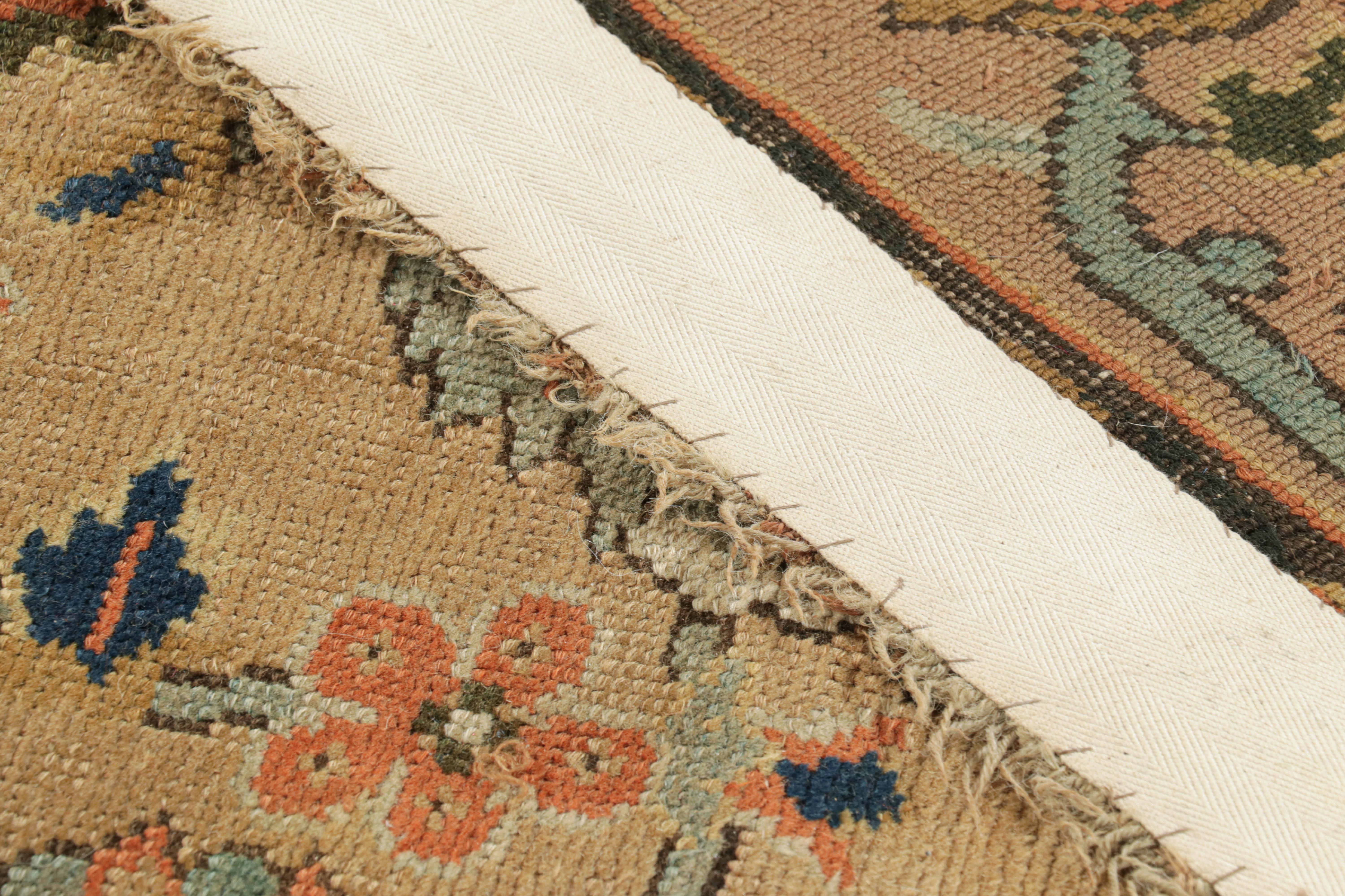 Oversized Antique Axminster Rug in Camel with Floral Patterns - Rug & Kilim For Sale 1