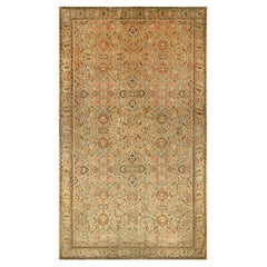 Oversized Antique Axminster Rug in Camel with Floral Patterns