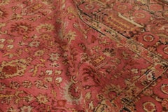 Oversized Antique Axminster Rug in Red and Gold Floral Patterns - Rug & Kilim