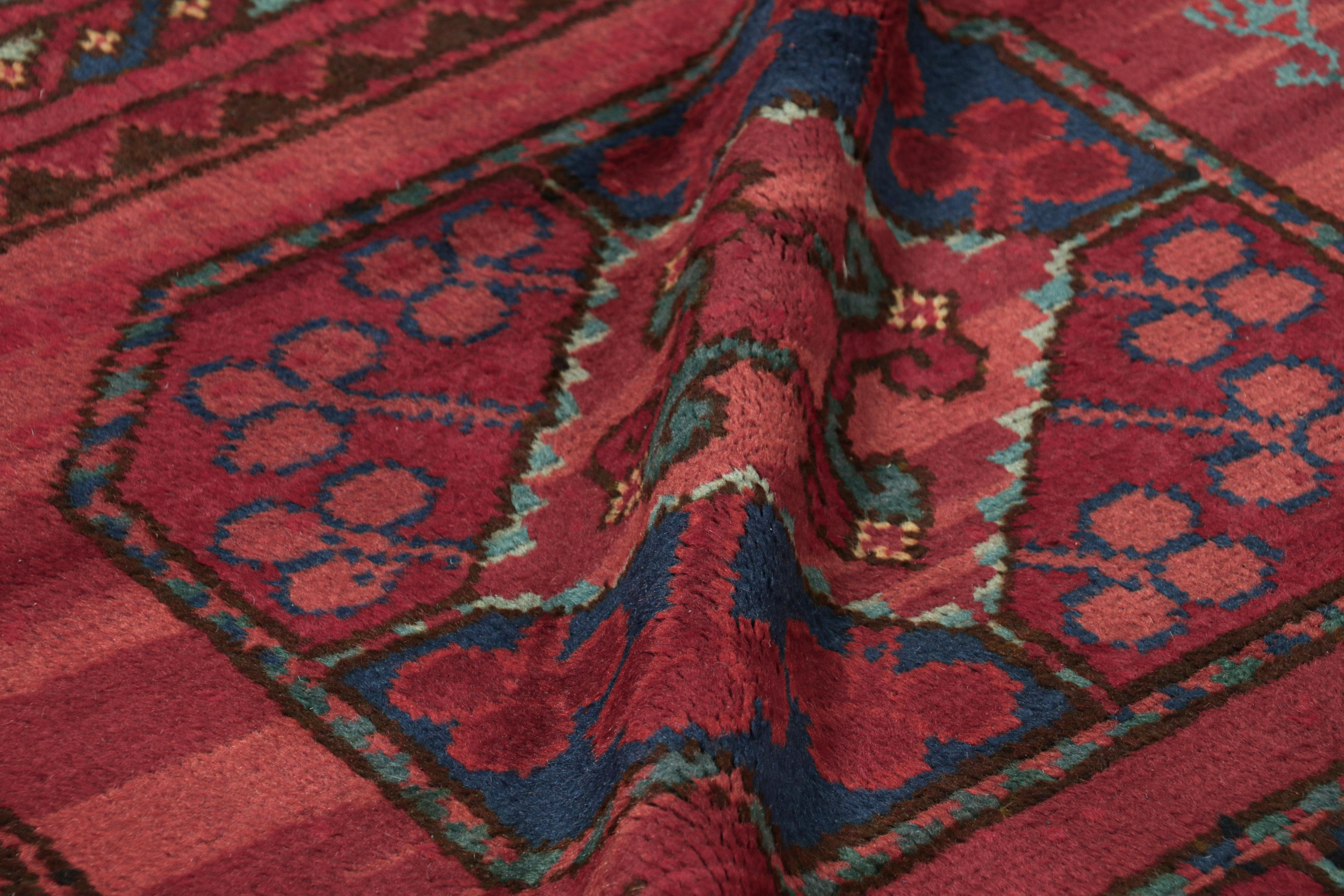 Wool Oversized Antique Axminster Rug in Red with Bokhara Medallions - Rug & Kilim For Sale