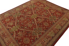 Oversized Antique Axminster Rug in Red with Floral Patterns