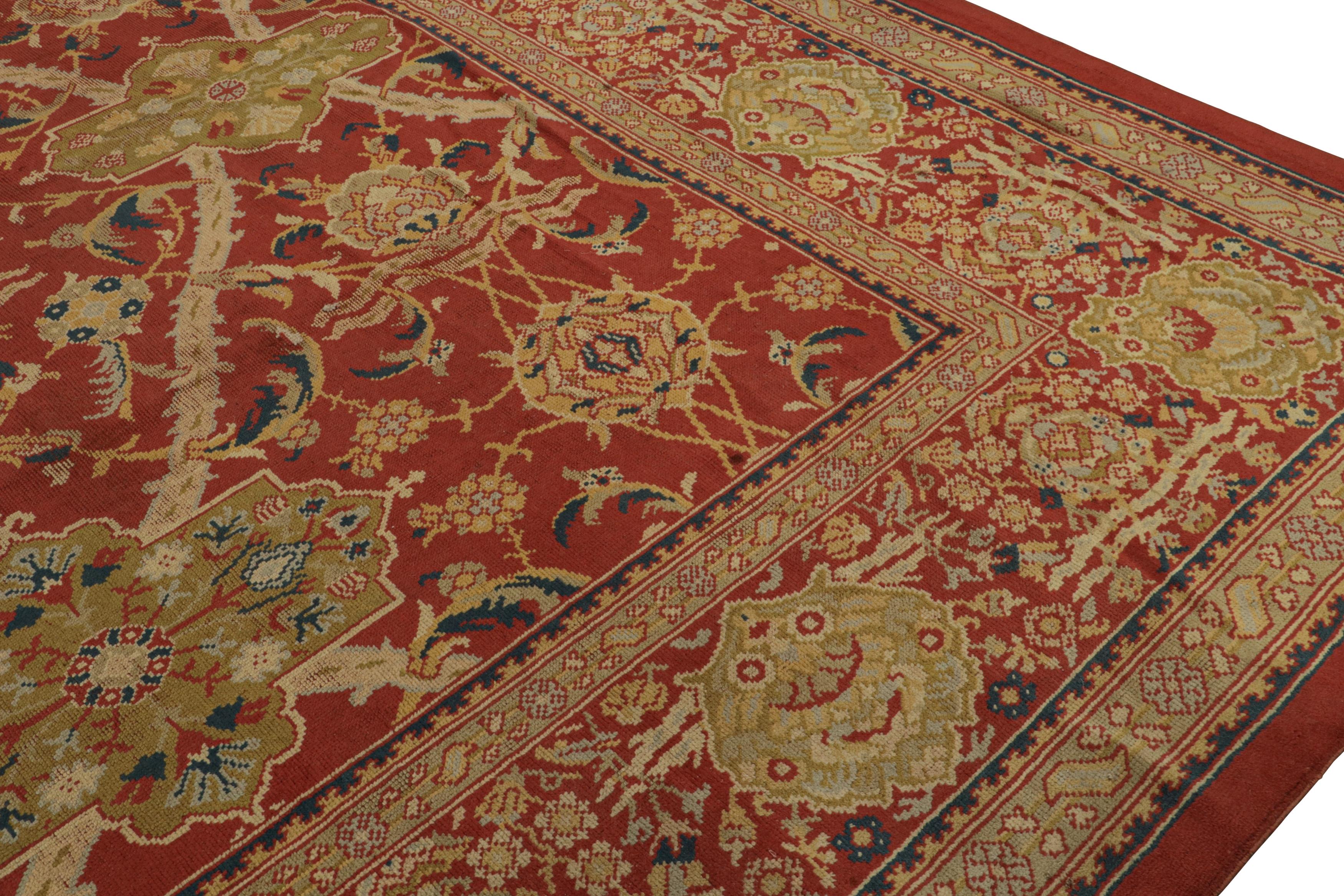 Übergroßer antiker Axminster-Teppich in Rot mit Blumenmuster (Handgeknüpft) im Angebot