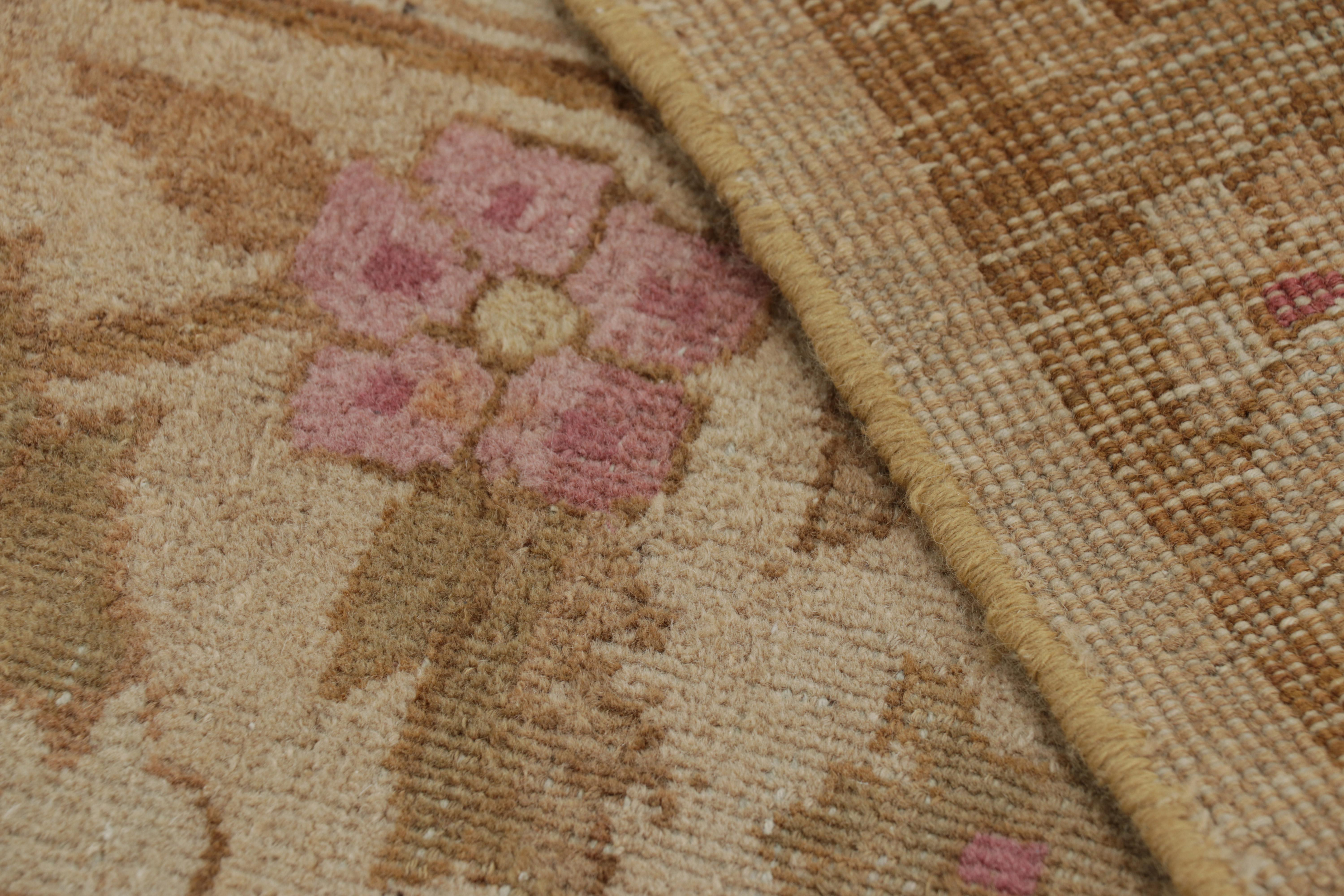 Oversized Antique Axminster Style Rug in Cream and Gold Florals For Sale 1