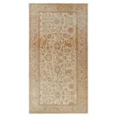 Oversized Antique Axminster Style Rug in Cream and Gold Florals