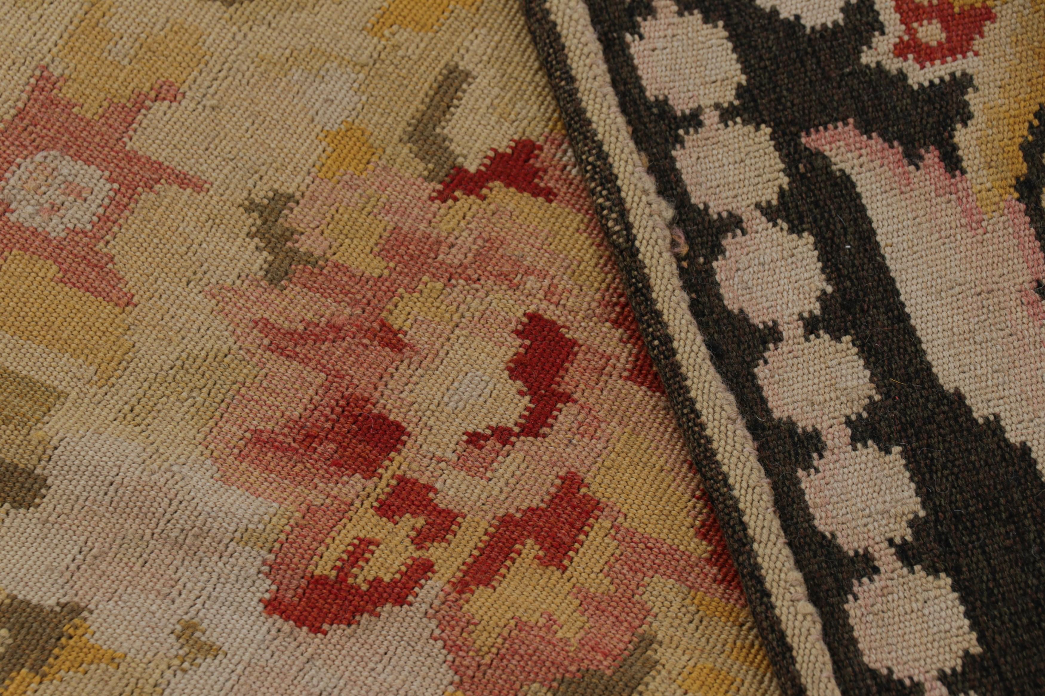 Wool Oversized Antique Bessarabian Kilim in Gold with Floral Medallions - Rug & Kilim For Sale