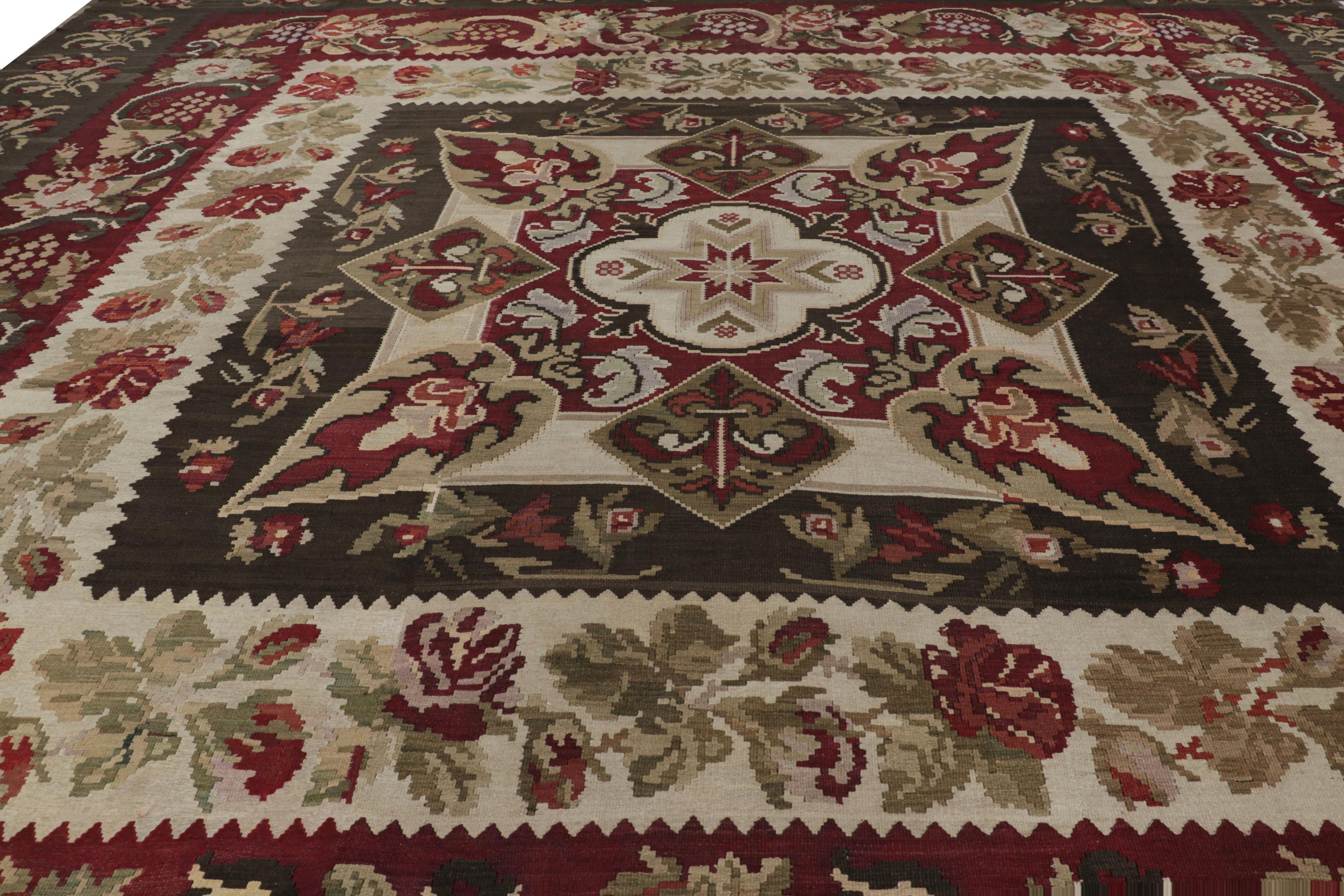 This 17x17 antique Bessarabian Kilim is a rich and exciting new collectible from Rug & Kilim’s collection—one of few oversized pieces of its provenance, handwoven in wool and originating from Turkey circa 1880-1890. 

On the Design

Designers and