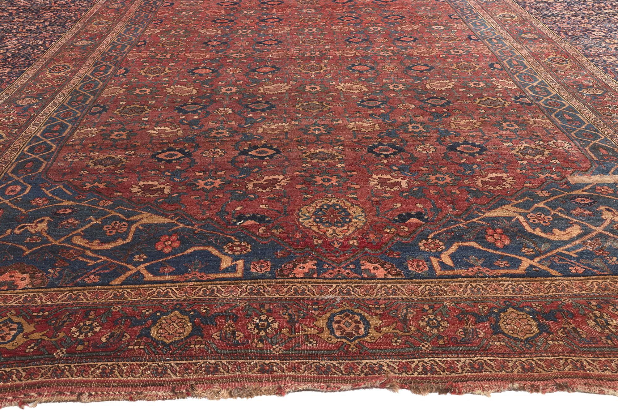 Bakshaish Oversized Antique Bidjar Triclinium Rug Audience Carpet, Hotel Lobby Size Carpet For Sale