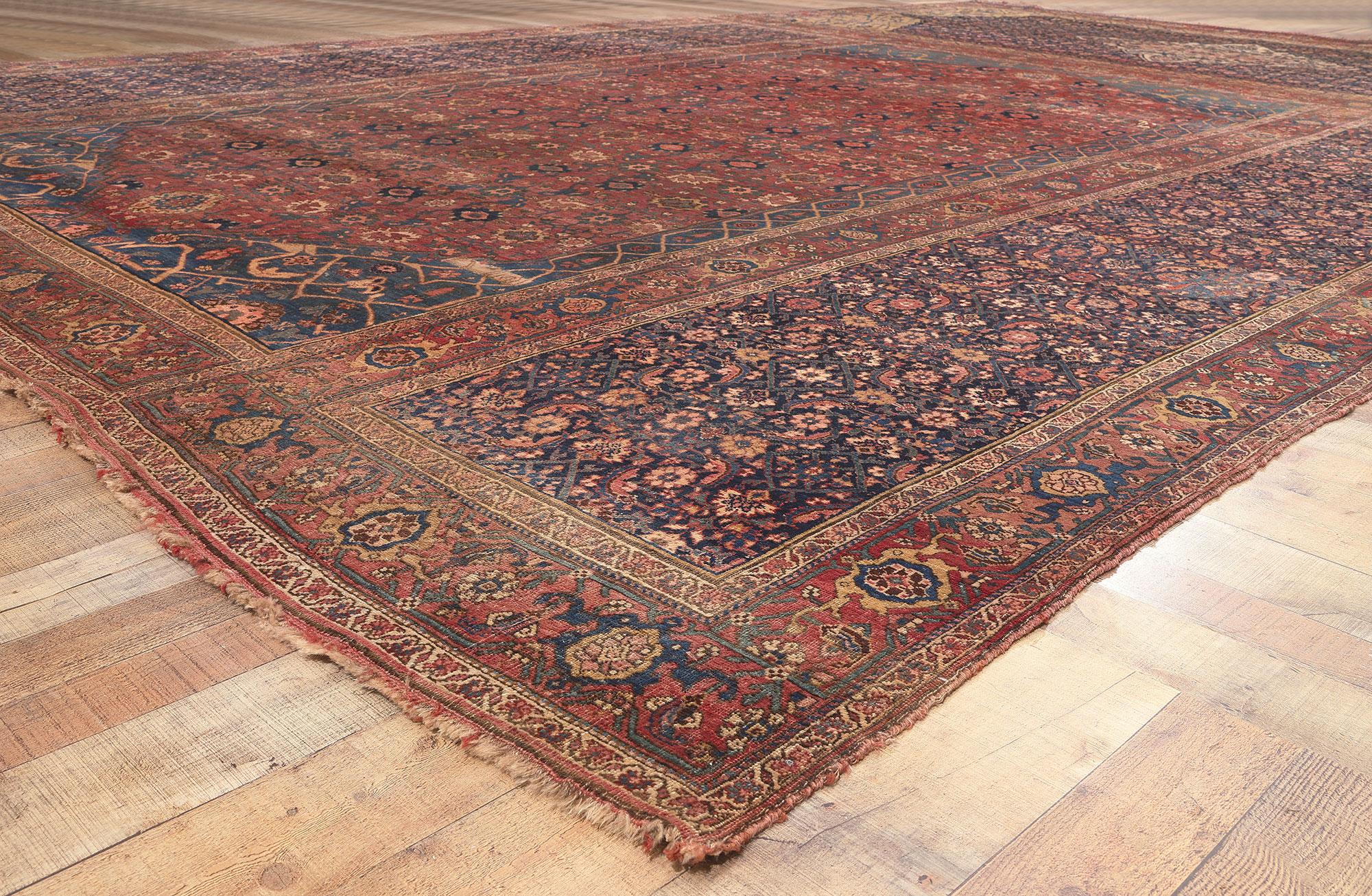 Oversized Antique Bidjar Triclinium Rug Audience Carpet, Hotel Lobby Size Carpet In Good Condition For Sale In Dallas, TX