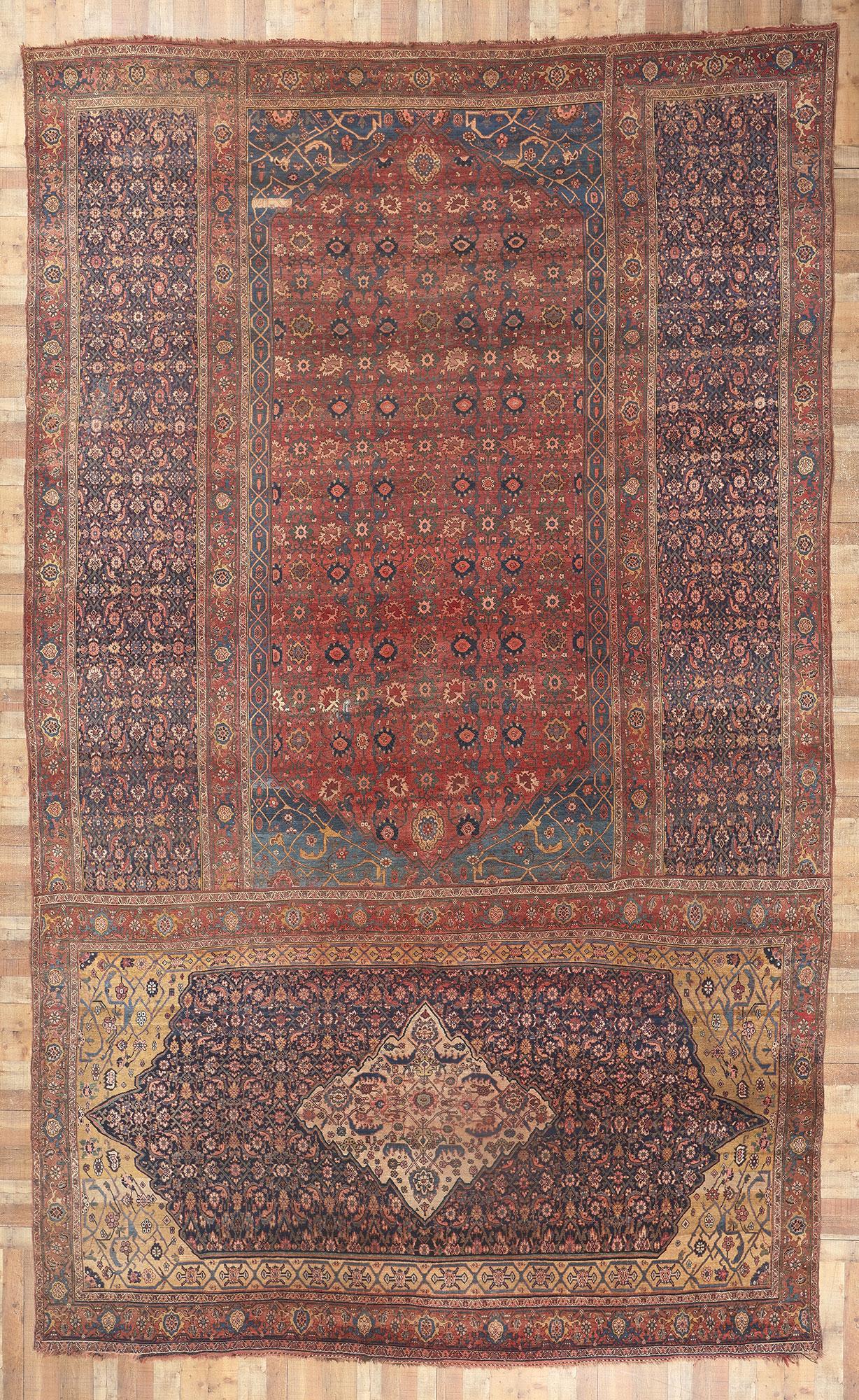 19th Century Oversized Antique Bidjar Triclinium Rug Audience Carpet, Hotel Lobby Size Carpet For Sale
