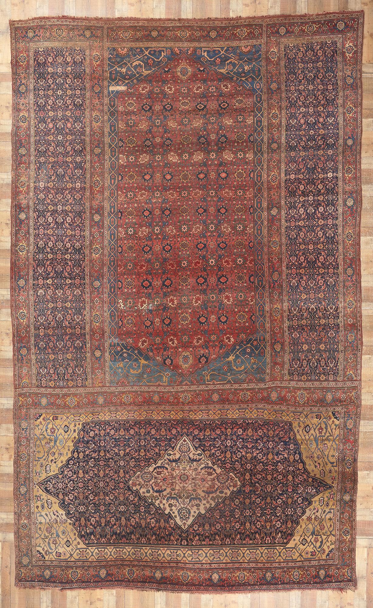 Oversized Antique Bidjar Triclinium Rug Audience Carpet, 12'03 x 19'10 In Good Condition For Sale In Dallas, TX