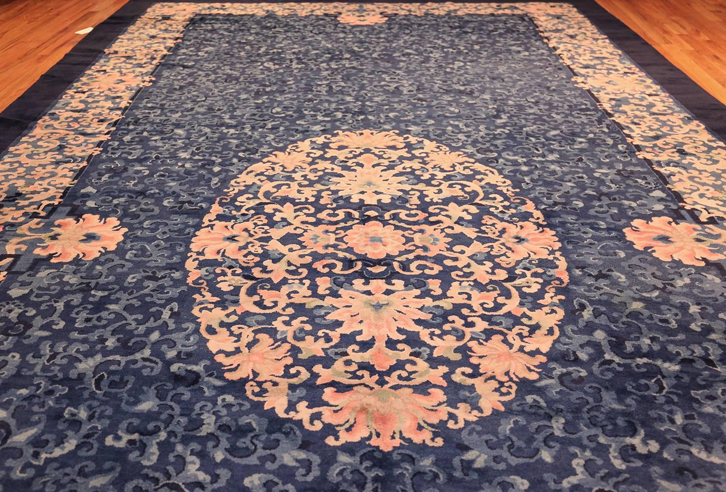 Hand-Knotted Nazmiyal Collection Antique Blue Chinese Rug. Size: 11 ft 1 in x 24 ft 6 in  For Sale
