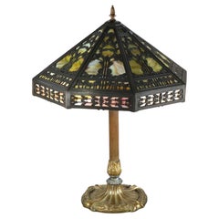 Oversized Antique Bradley & Hubbard Slag Glass Table Lamp C1920