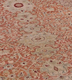 Oversized Antique Brick-Red Floral Wool Hand-Knotted Persian Sultanabad Rug