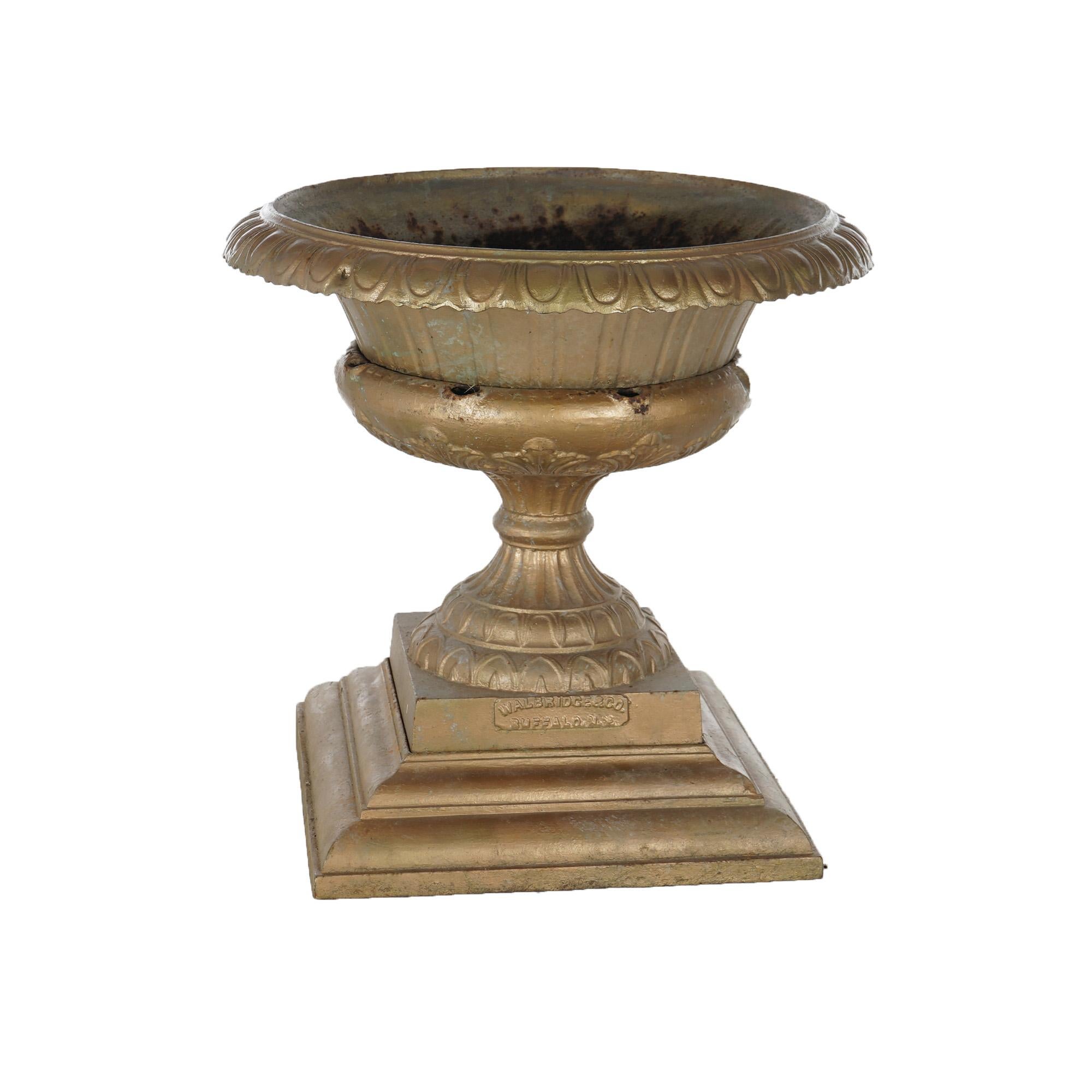 Classical Greek Oversized Antique Cast Iron Garden Urn by Walbridge & Co, Painted, Circa 1890