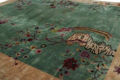 Oversized Antique Chinese Art Deco Rug with Bird, Tree Pictorials - Rug & Kilm