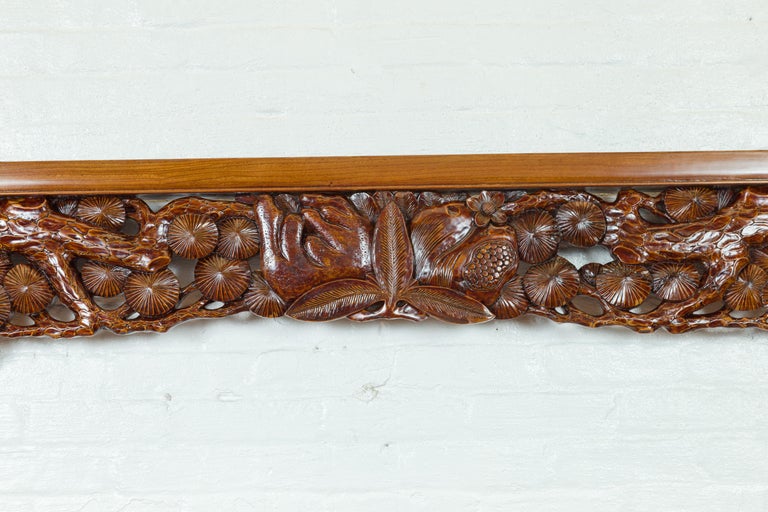 Oversized Antique Chinese Carved Wooden Frame with Birds, Foliage and Tree Limbs For Sale 6