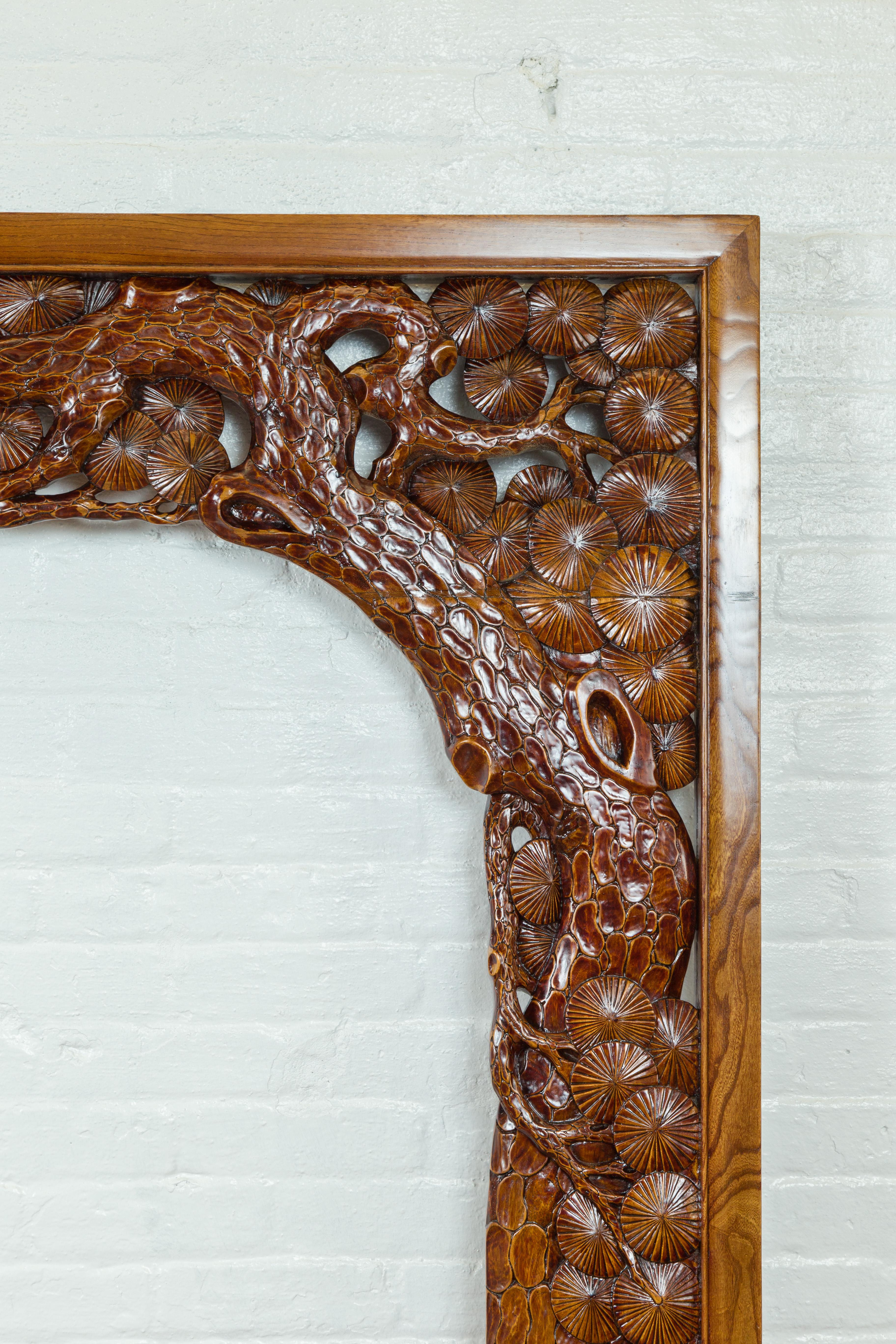 Oversized 19th Century Carved Wooden Frame with Birds, Foliage and Tree Limbs For Sale 2