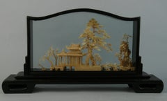 Antique Oversized  Chinese Cork Diorama