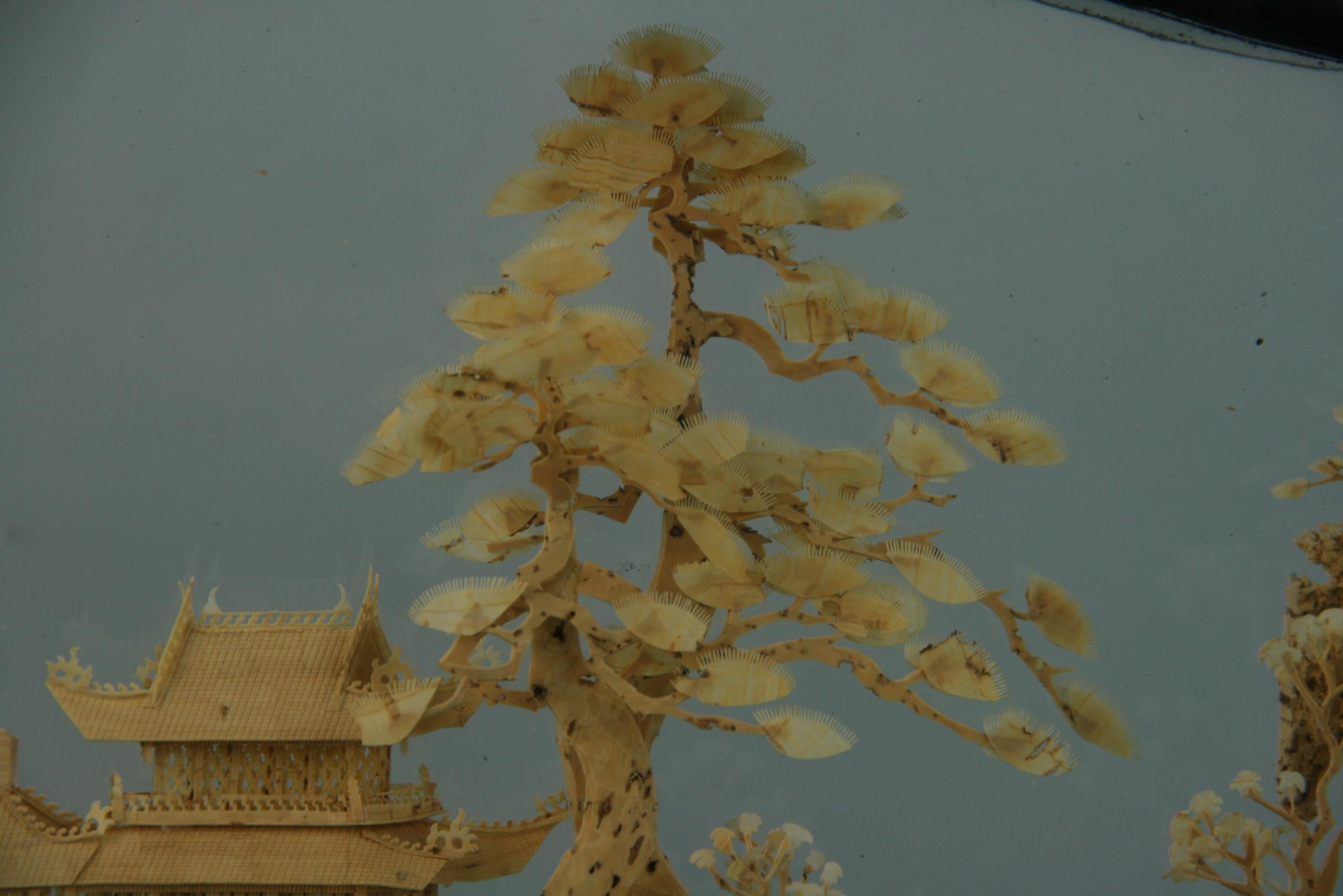 Bois de feuillus Diorama en liège chinois ancien surdimensionné en vente