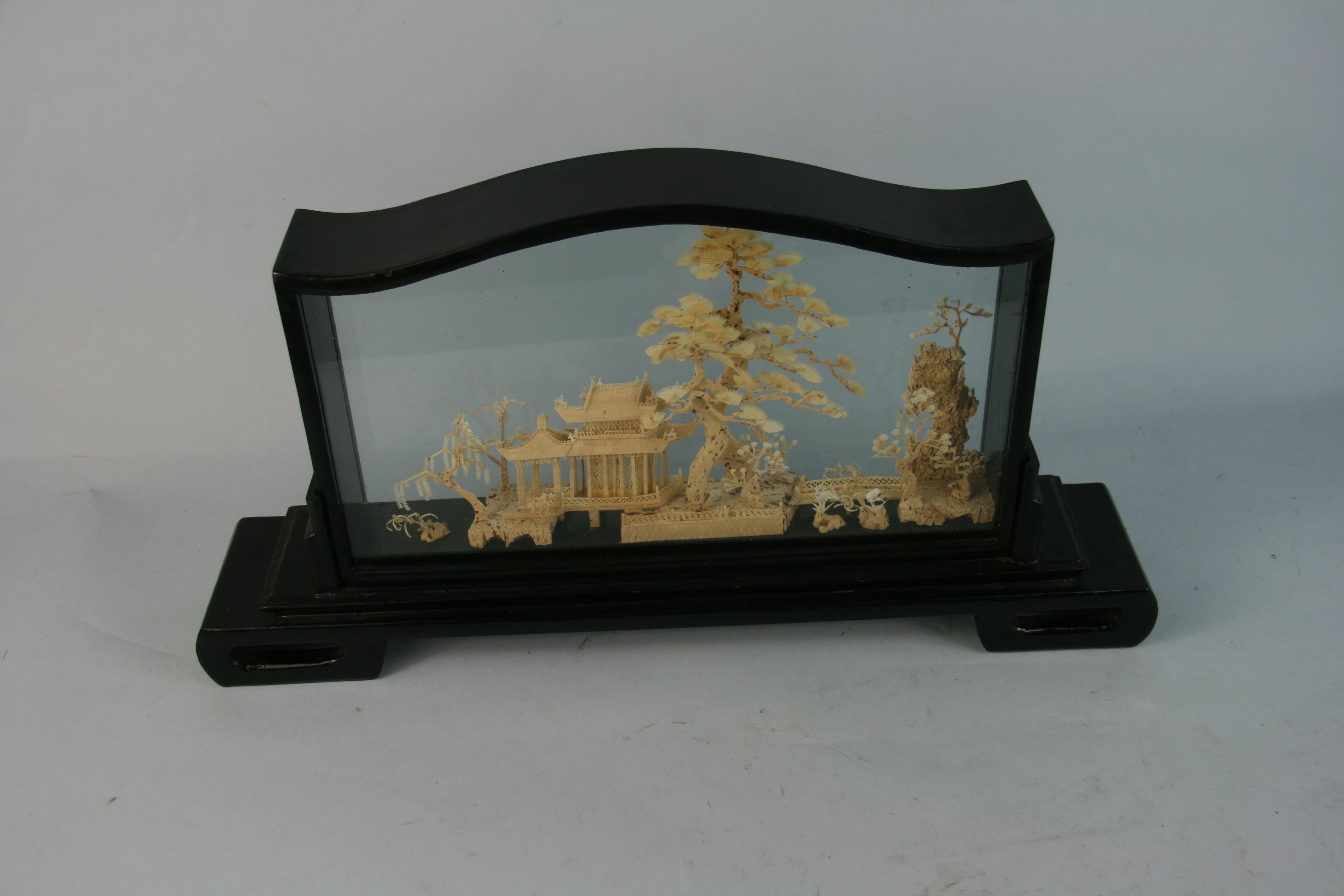 Hardwood Oversized Antique Chinese Cork Diorama For Sale