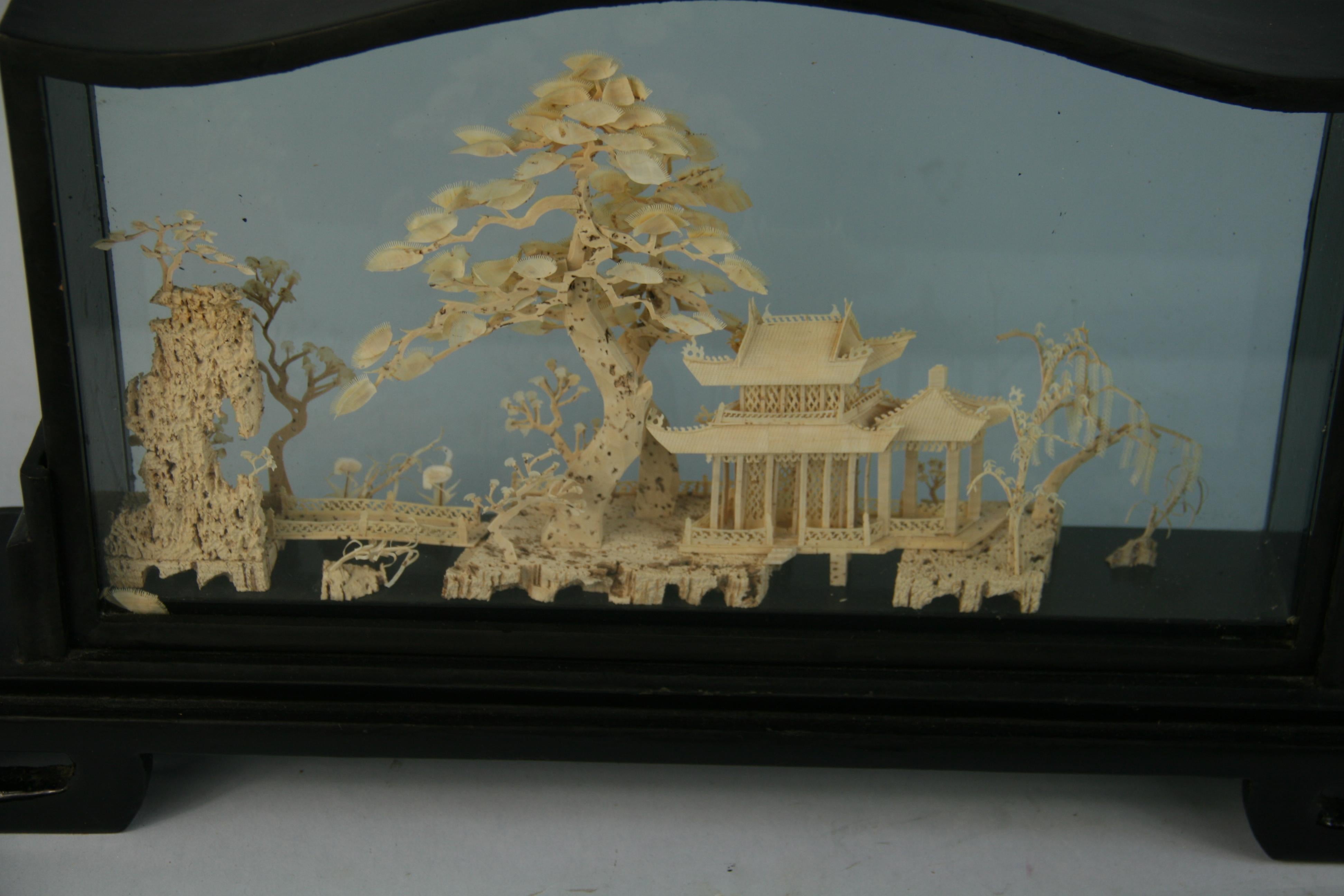 Diorama en liège chinois ancien surdimensionné en vente 4