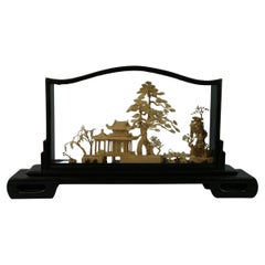 Antike Übergröße  Chinesisches Diorama aus Kork