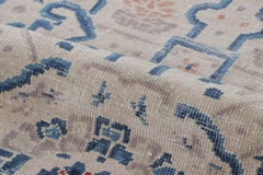 Oversized Antique Chinese Rug with Blue & Ivory Floral Lattice - Rug & Kilim