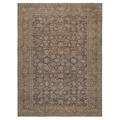 Oversized Antique Circa-1900 Soft-Purple Wool Floral Persian Tabriz Rug