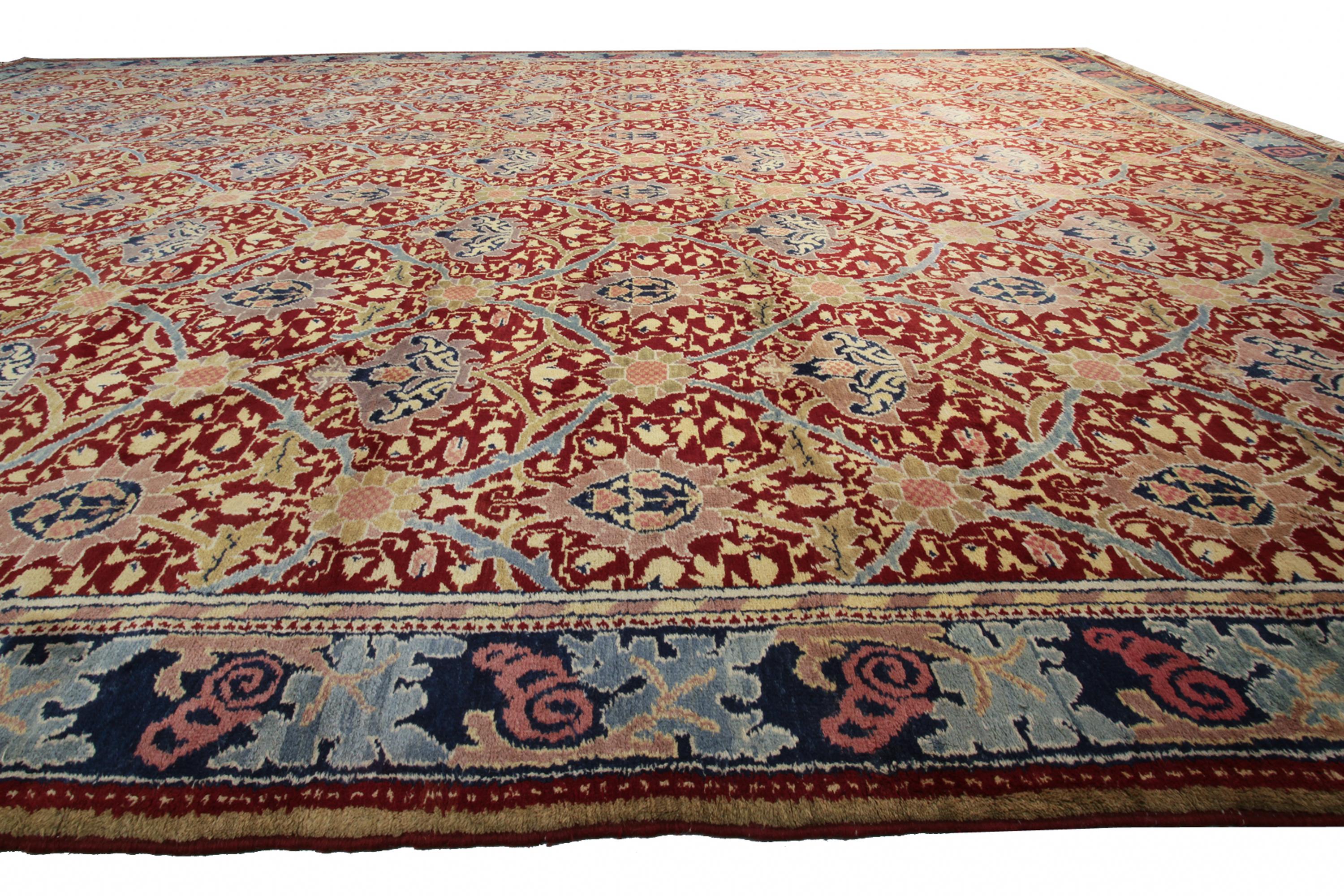 Early 20th Century Oversized Antique Donegal Rug Arts & Crafts Rug European Art Nouveau Rug For Sale