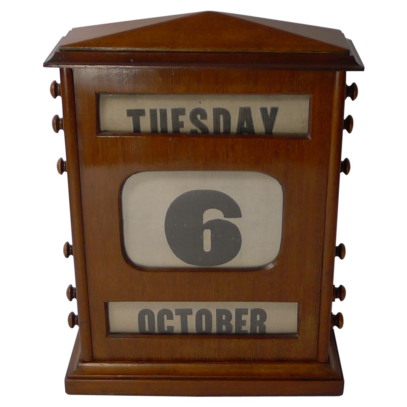 Oversized Antique English Mahogany Perpetual Calendar, circa 1900