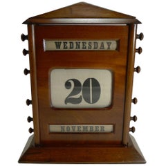 Oversized Used English Mahogany Perpetual Calendar, circa 1900