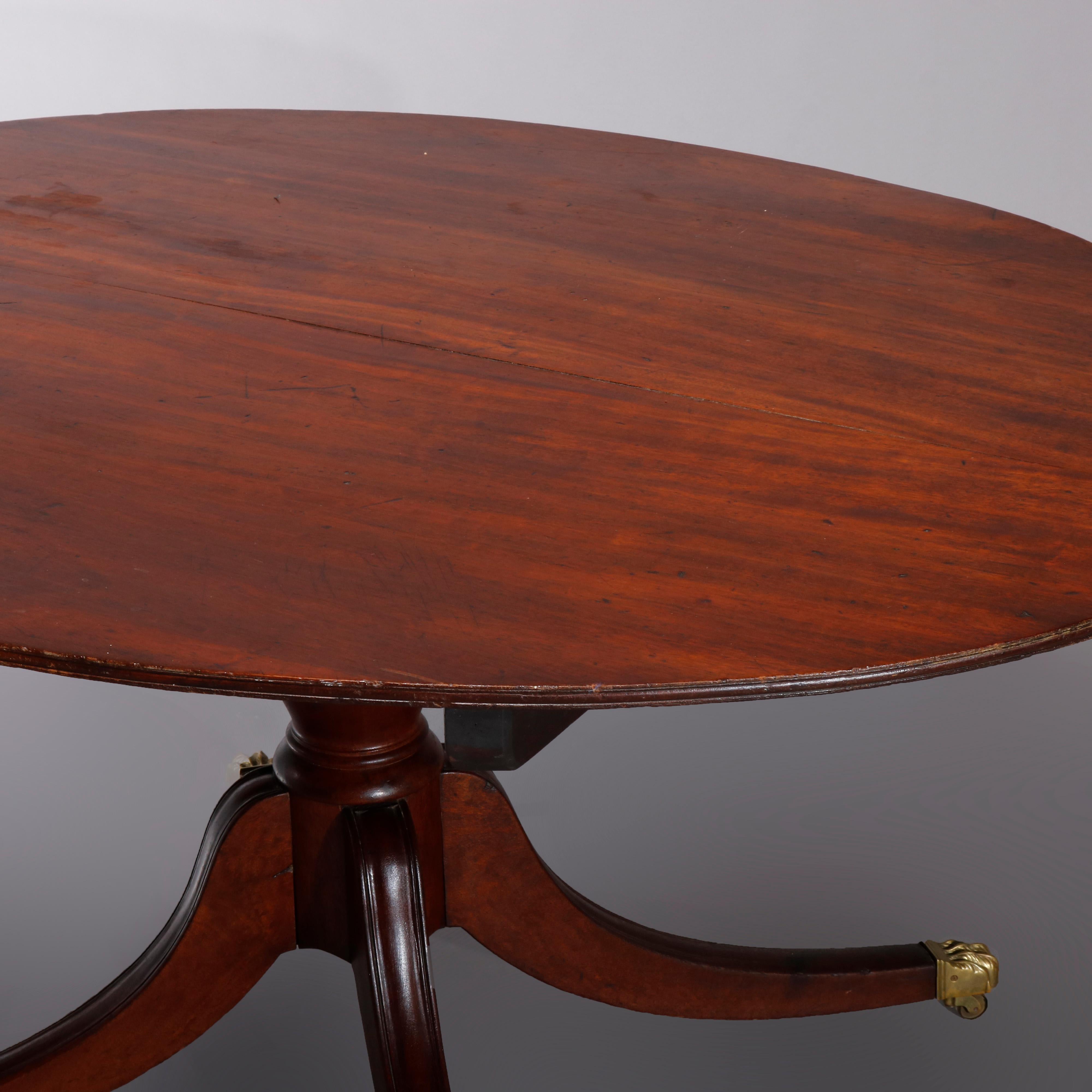 Brass Oversized Antique English Regency Mahogany Tilt-Top Table, circa 1830