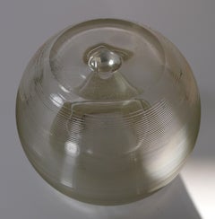 Oversized Antique English Threaded Glass and Sterling Silver Match Strike, 1914