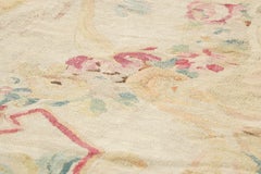 Tappeto Aubusson Beige francese oversize con medaglione floreale - Rug & Kilim