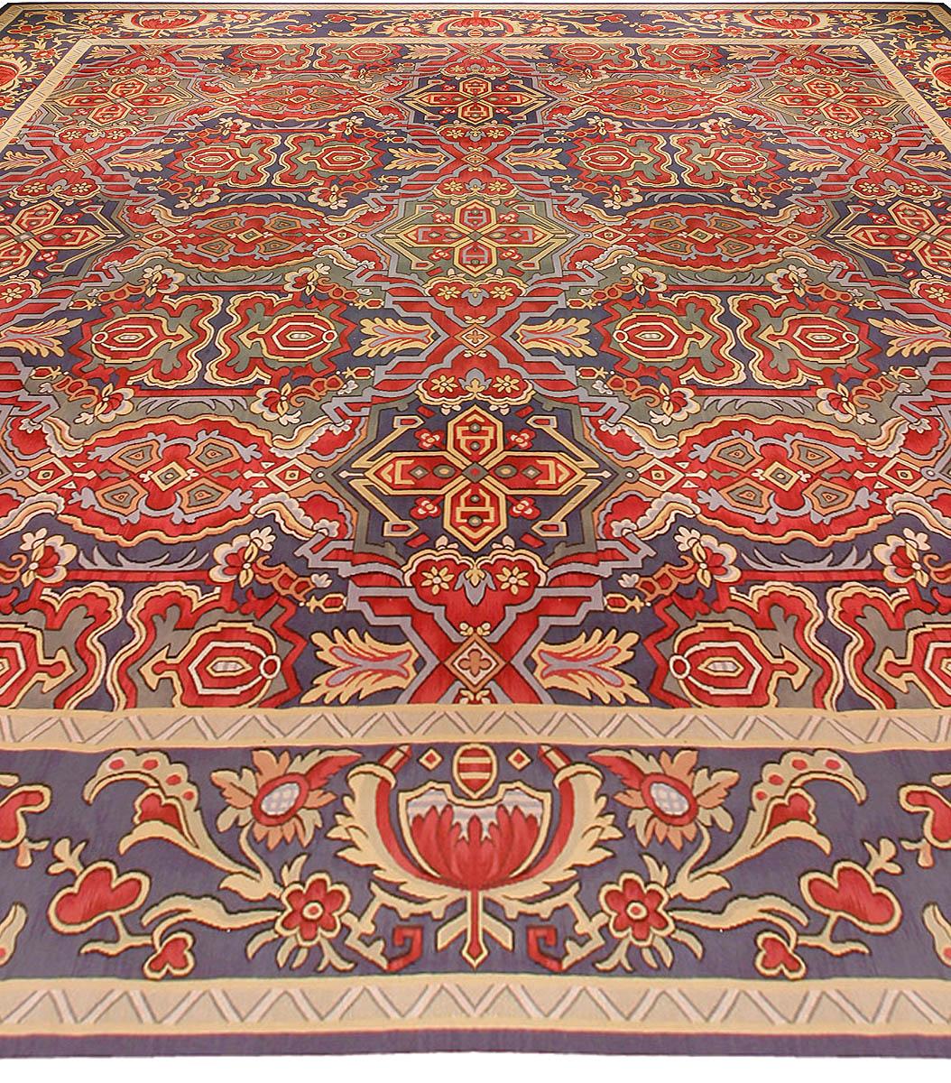 Oversized Antique French Aubusson Handmade Wool Rug In Good Condition For Sale In New York, NY