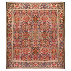 Übergroßer antiker französischer Aubusson-Teppich aus handgefertigter Wolle