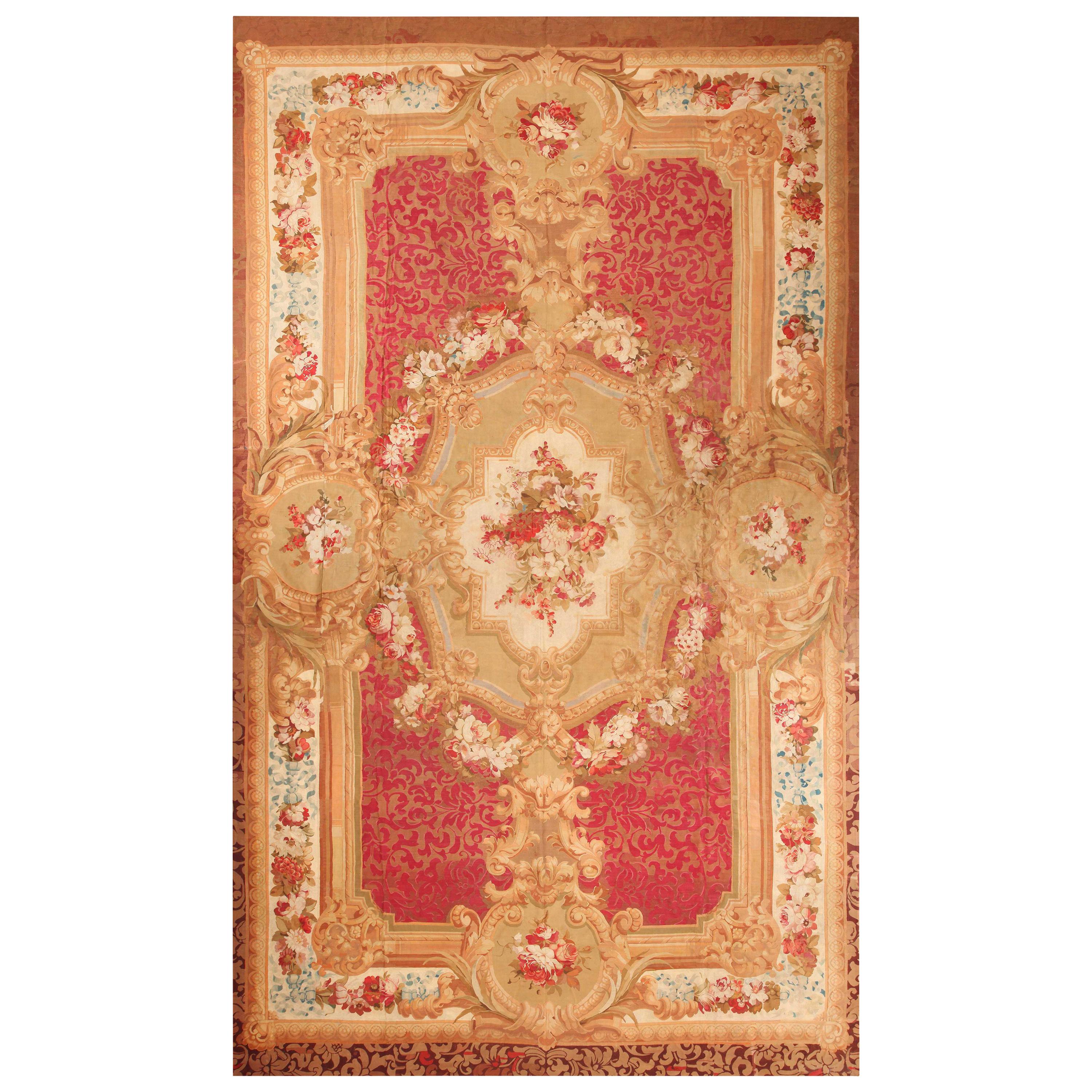 Antique French Aubusson Rug. Size: 16 ft x 26 ft 4 in For Sale