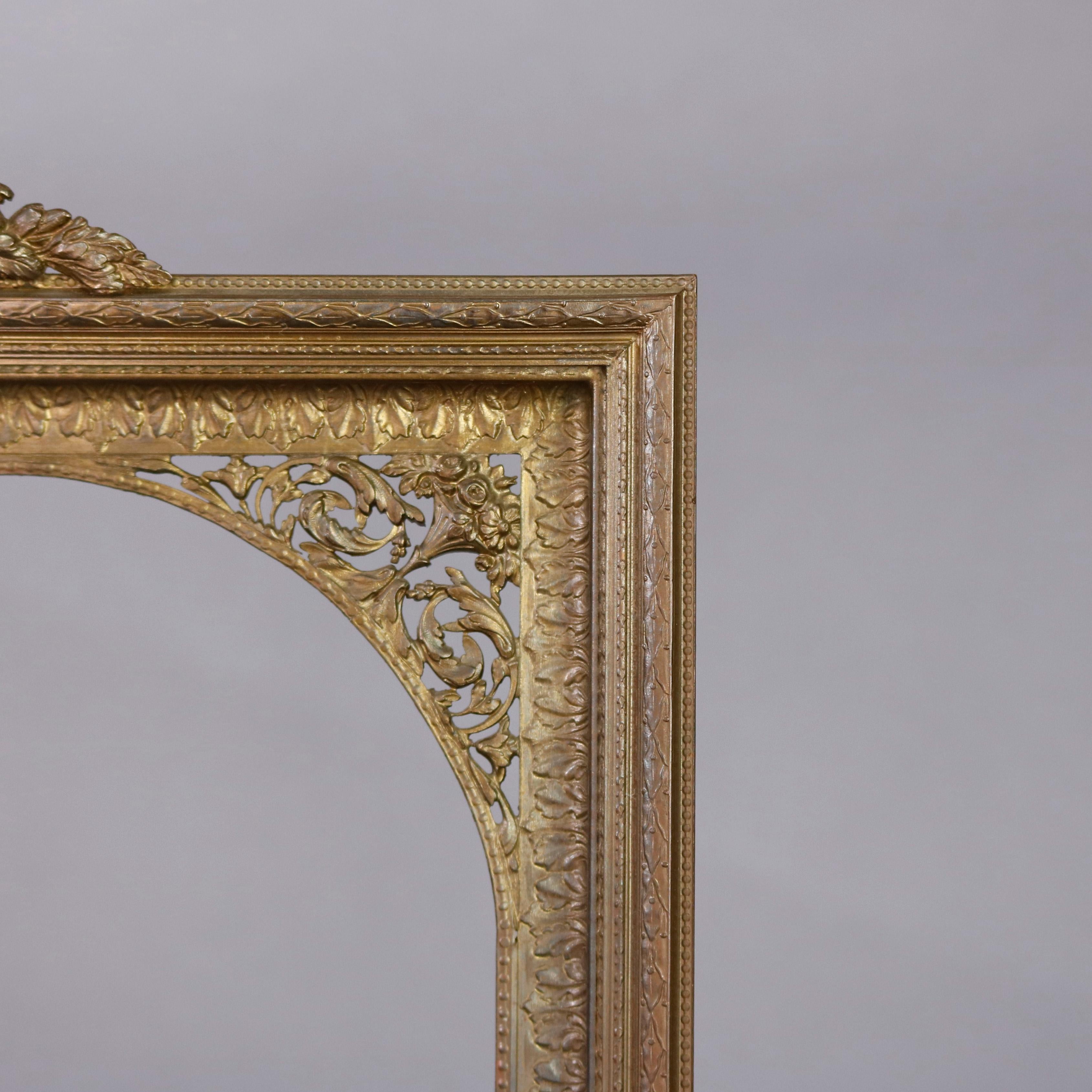 Oversized Antique French Bronze Neoclassical Picture Frame, circa 1910 In Good Condition In Big Flats, NY
