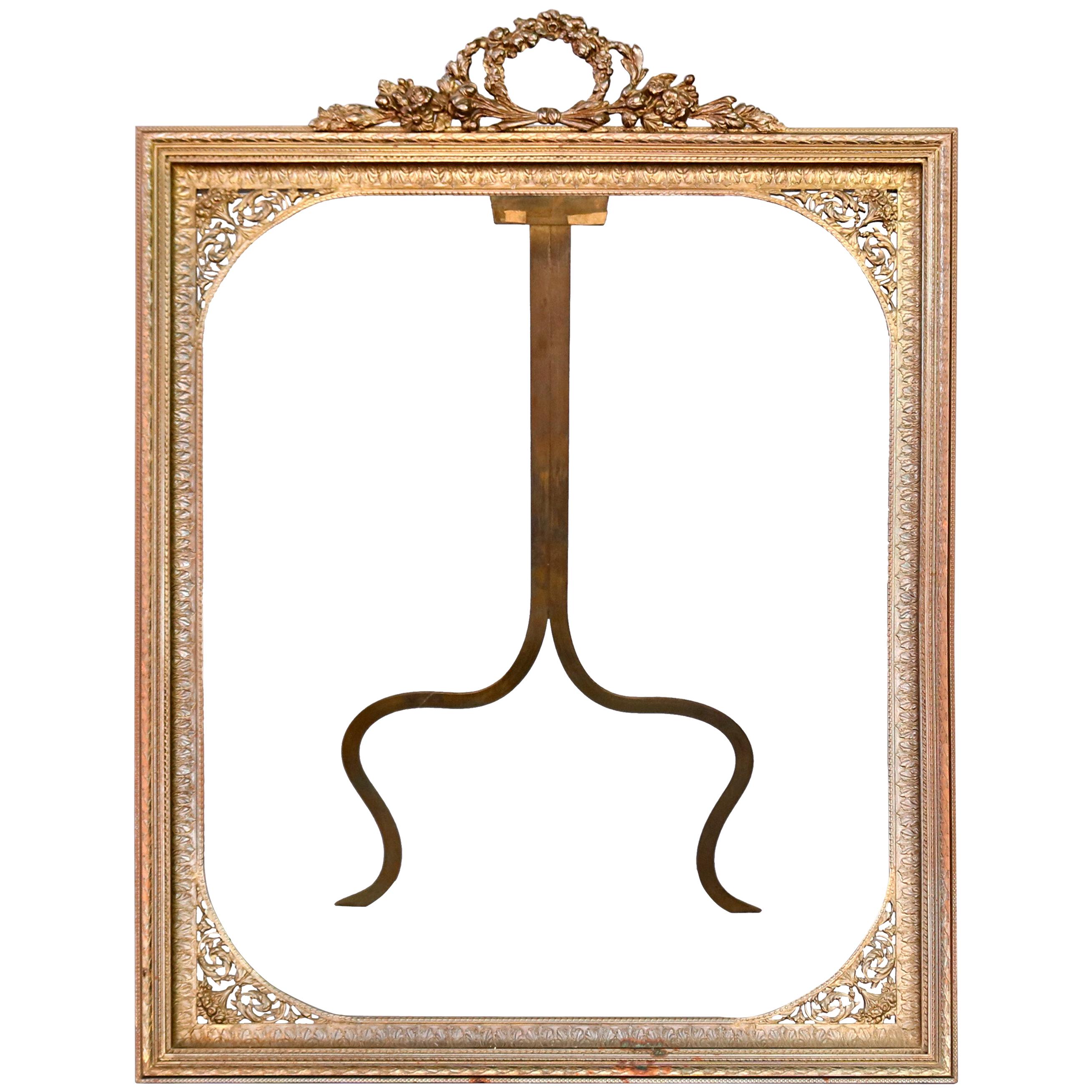 Oversized Antique French Bronze Neoclassical Picture Frame, circa 1910