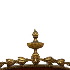 Oversized Antique French Carved Gilt Wood & Mahogany Oval Wall Mirror