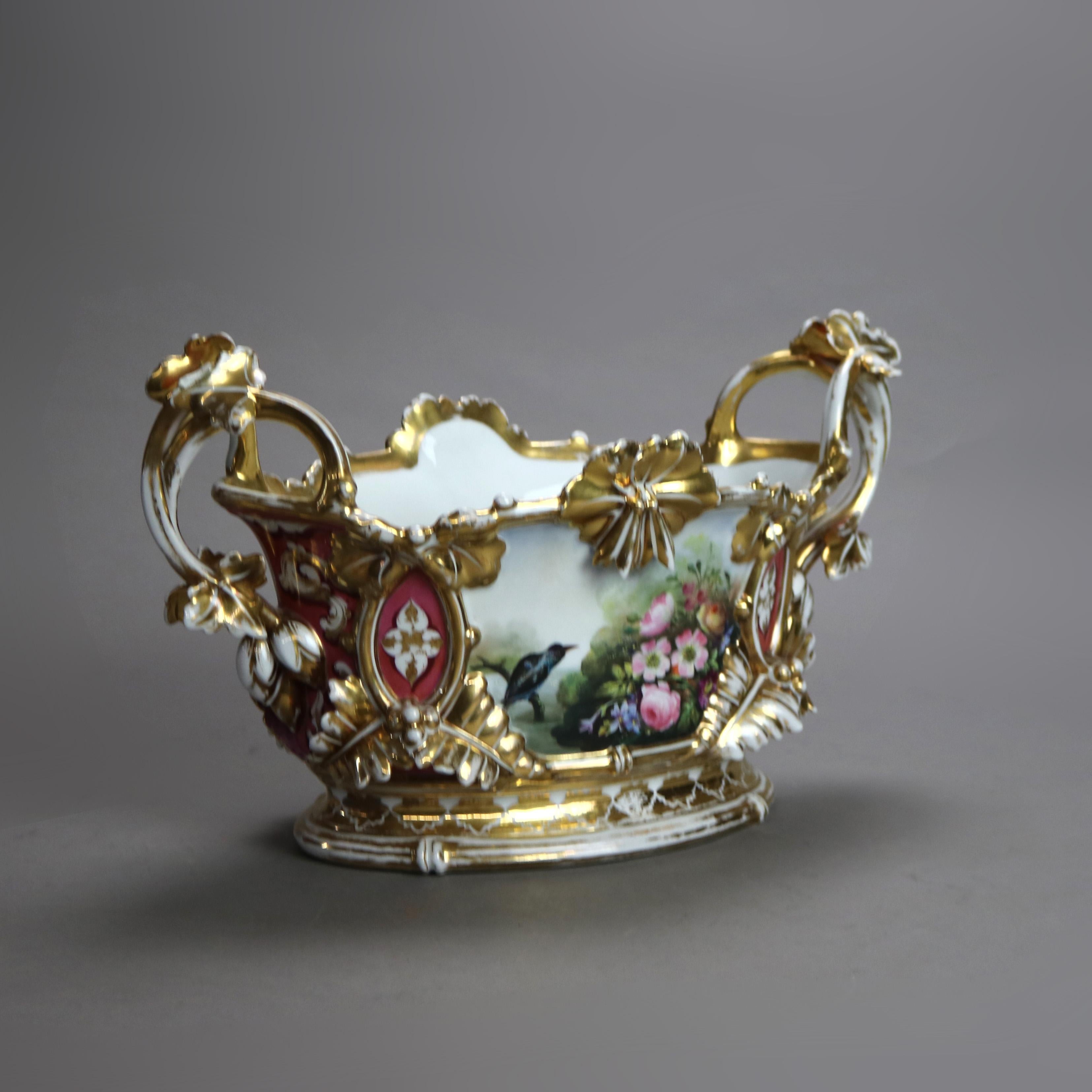 19th Century Oversized Antique French Jacob Petit Hand Painted & Gilt Porcelain Bowl C1880