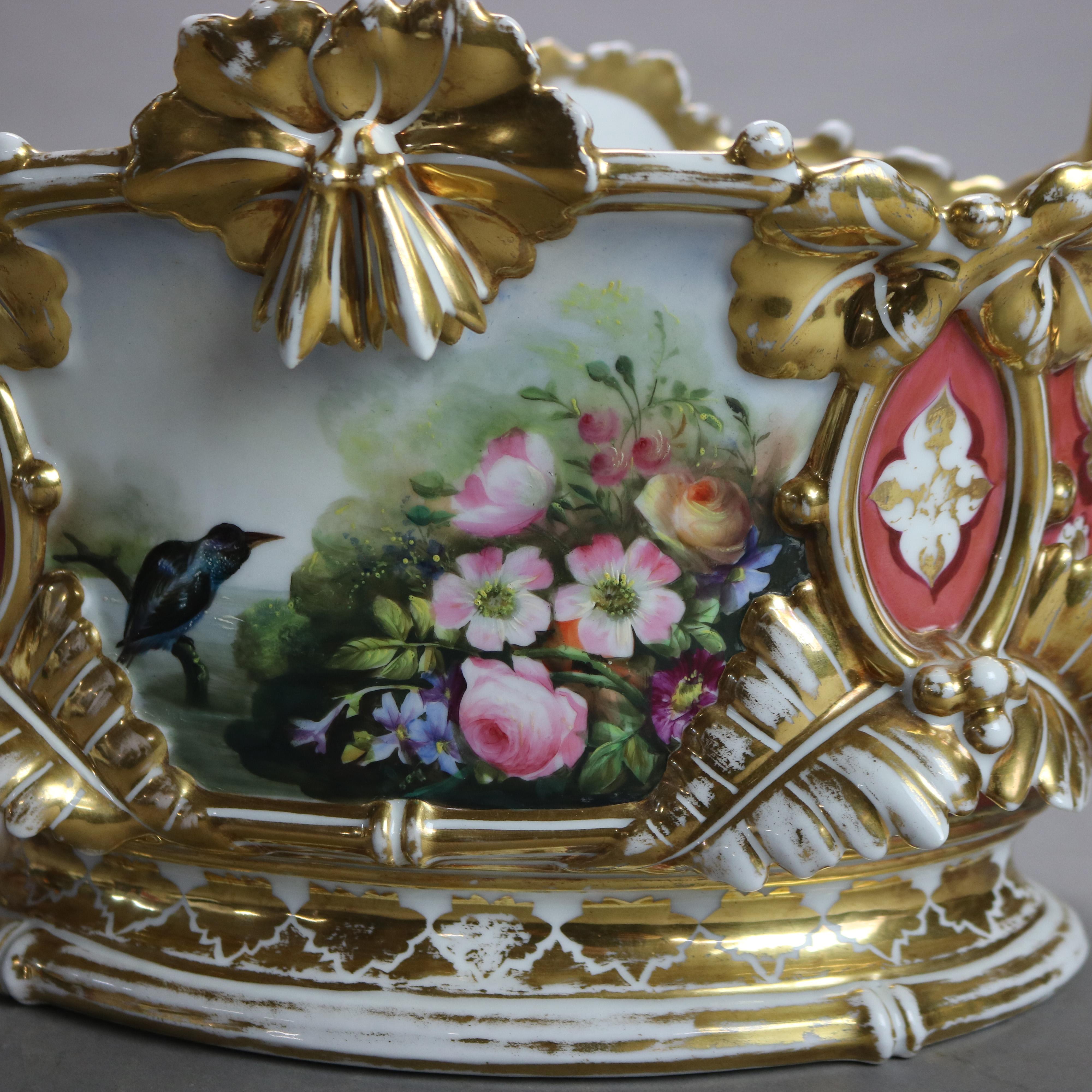 Oversized Antique French Jacob Petit Hand Painted & Gilt Porcelain Bowl C1880 1